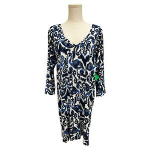 Lilly Pulitzer Cori Beach Bathers Mini Dress White and Blue Flamingo Size M